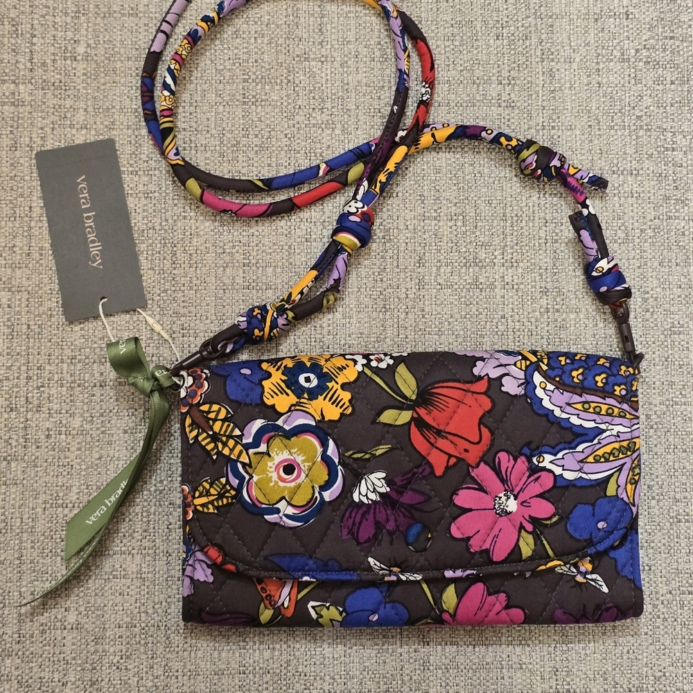Vera Bradley Wildwood Wallet Crossbody Colorful Bouquet